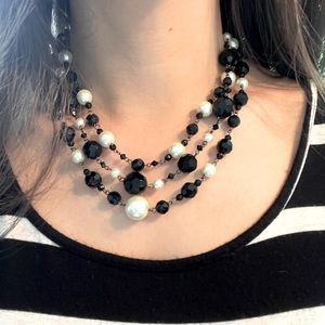 White House black market three layer costume pearl necklace